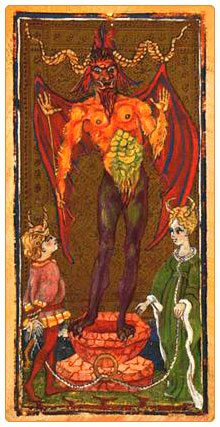 Таро Висконти-Сфорца. Visconty Sforza Pierpont Morgan Tarot. Аркан XV. Дьявол