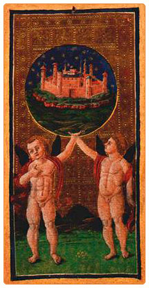 Таро Висконти-Сфорца. Visconty Sforza Pierpont Morgan Tarot. Аркан XXI. Мир