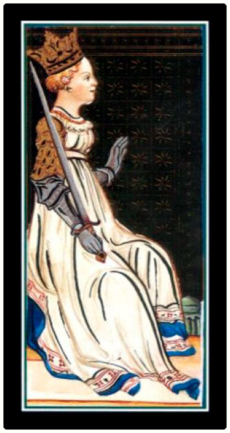 Таро Висконти (Visconti Tarot). Аркан Королева мечей