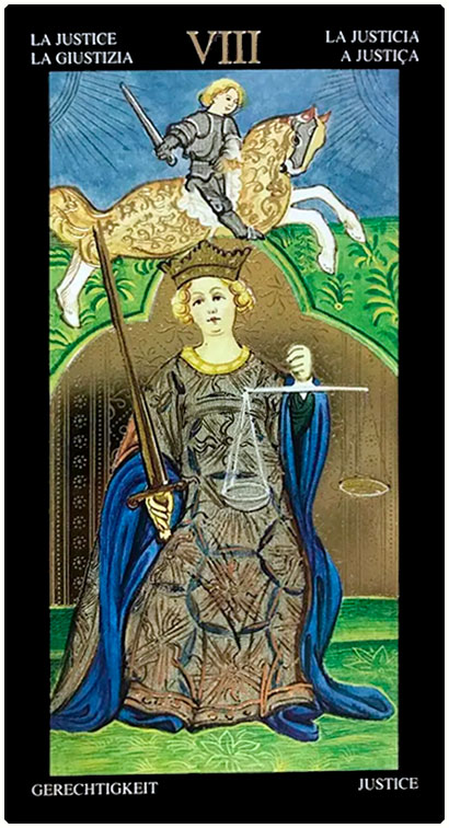 Золотое Таро Висконти (Golden Visconti Tarot). Аркан VIII. Правосудие